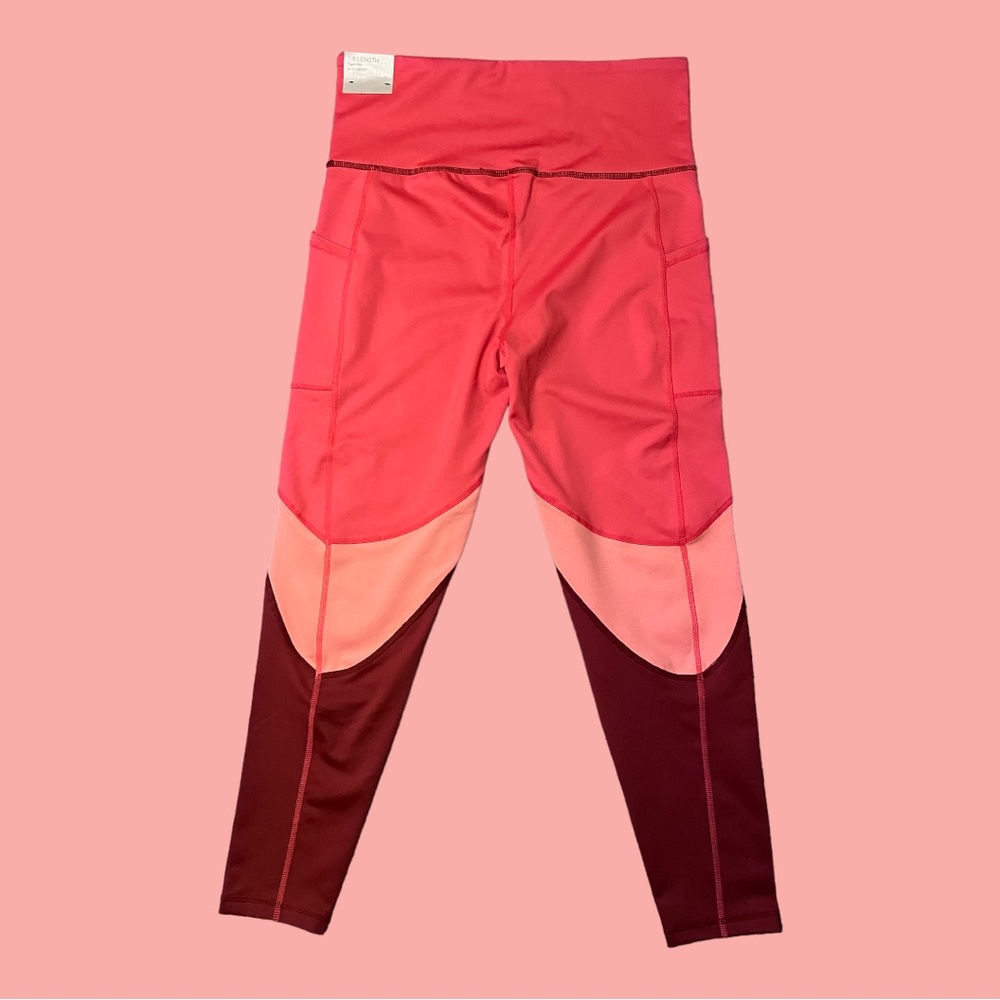 Ideology Women's Colorblock Leggings in Burgundy and Pink